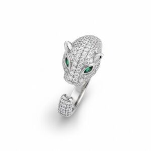 SILVER CZ PANTHER RING